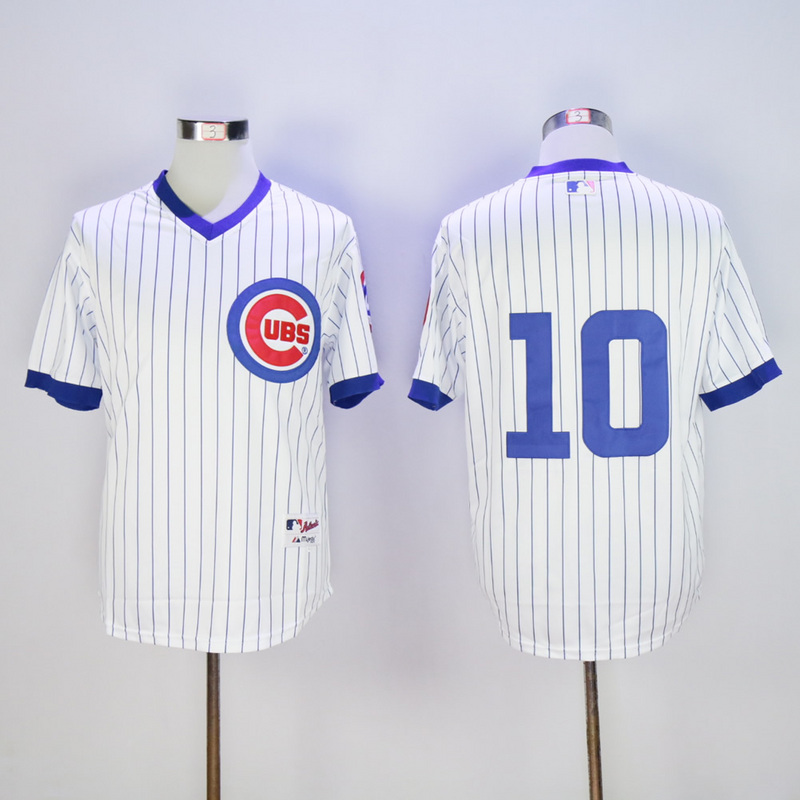 Men Chicago Cubs 10 Santo White Throwback MLB Jerseys